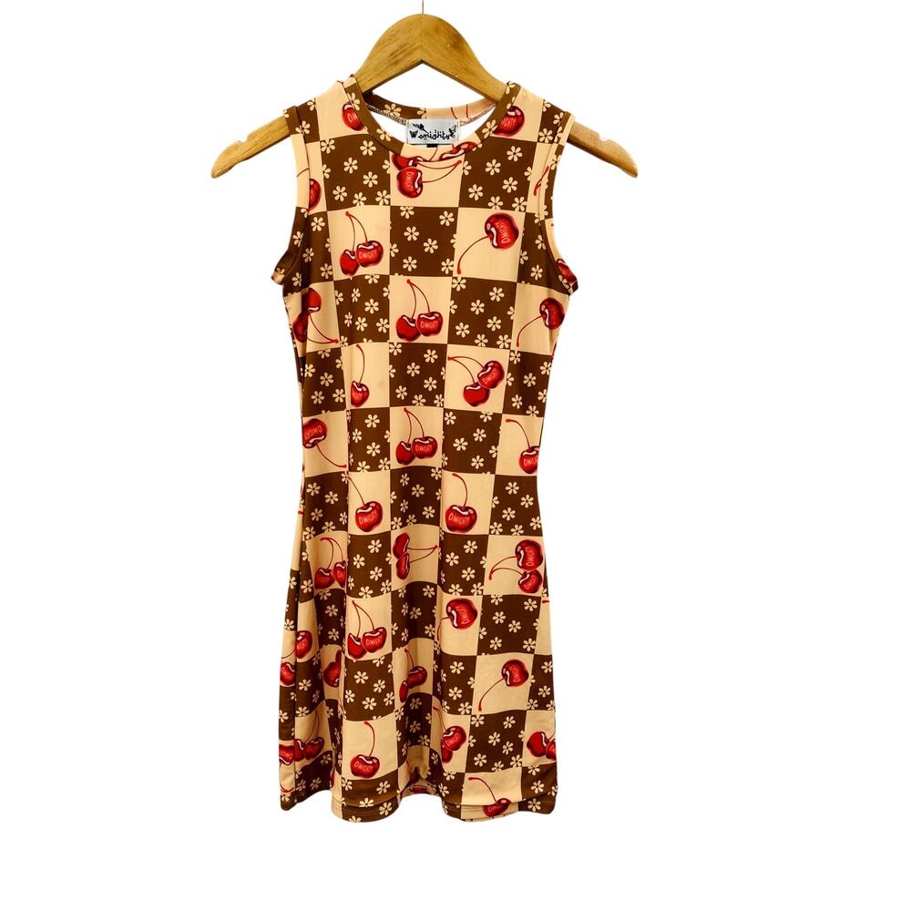 OMighty checkered‎ cherry mini dress
